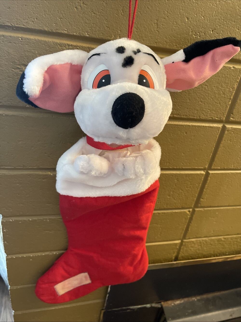 Vintage Disney 101 Dalmations Plush Dog Pup Head 3D Christmas Stocking Holiday